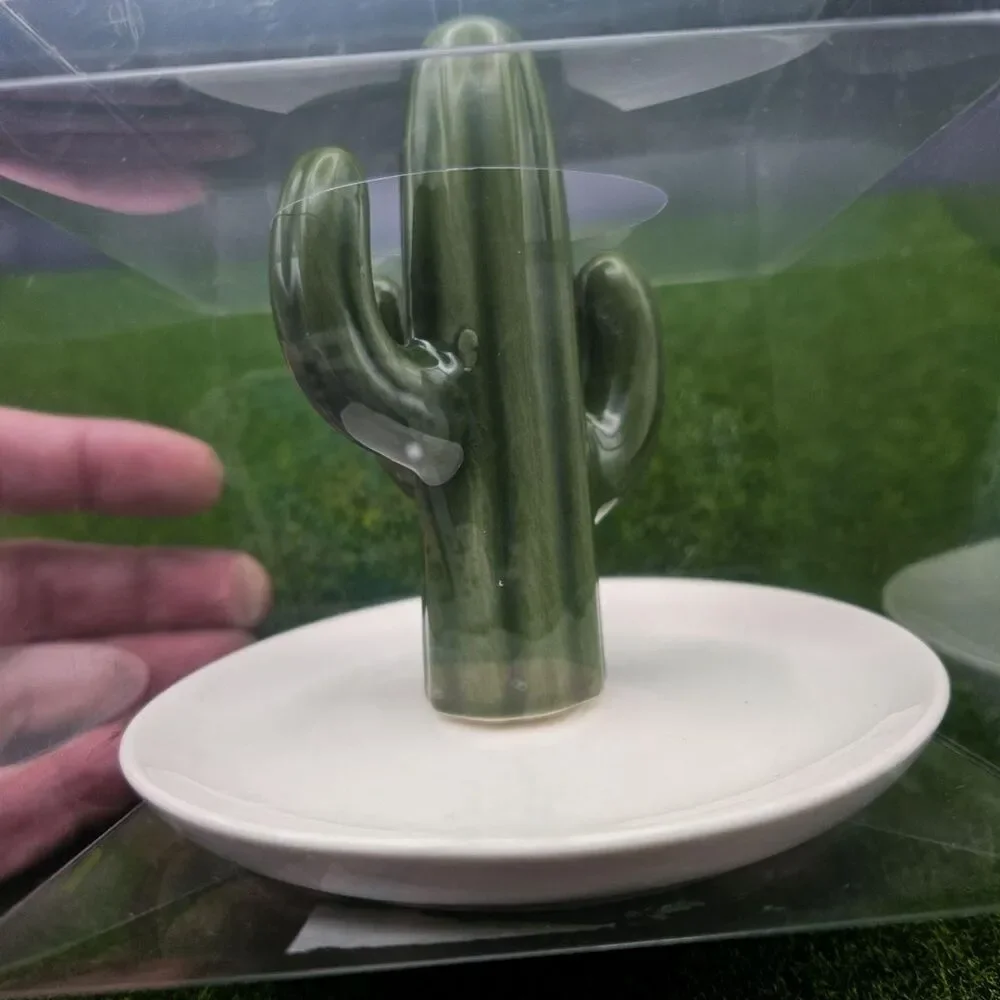 Ceramic Cactus Jewelry Dish Ring Holder